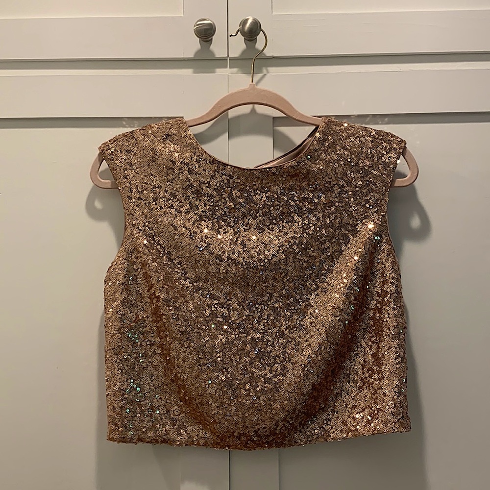 BHLDN Jenny Yoo Collection Rose-Gold Sequin Top